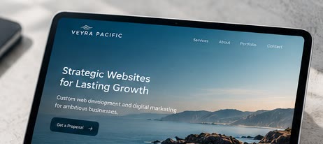 Concept of a website homepage shown on a laptop screen
